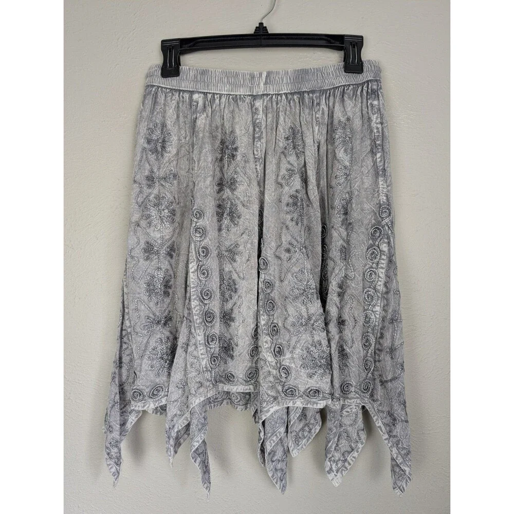 Go Gal Embroidered Asymmetric Handkerchief Skirt One Size